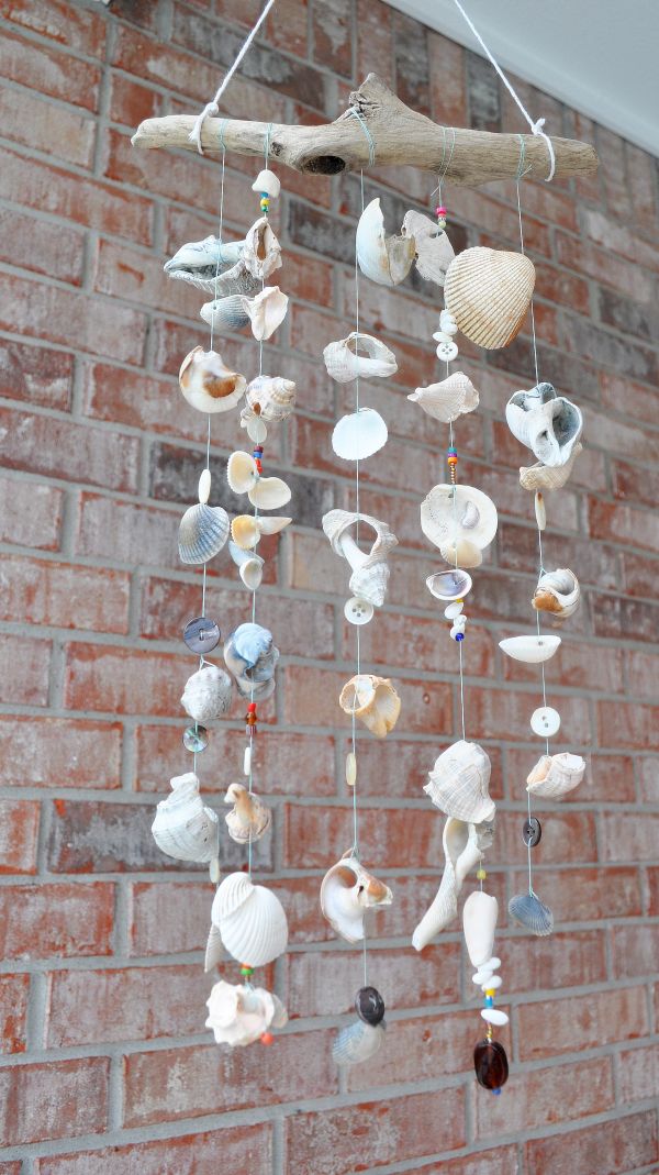 Driftwood and seashell wind chime