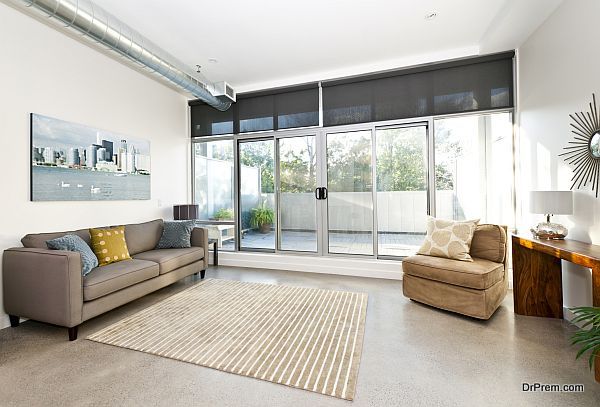 Modern living room and balcony