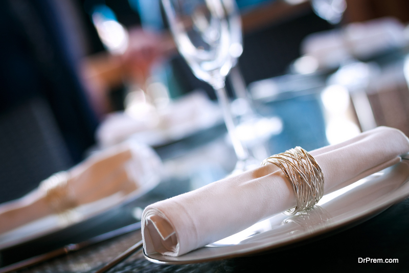 dining table with napkin rings